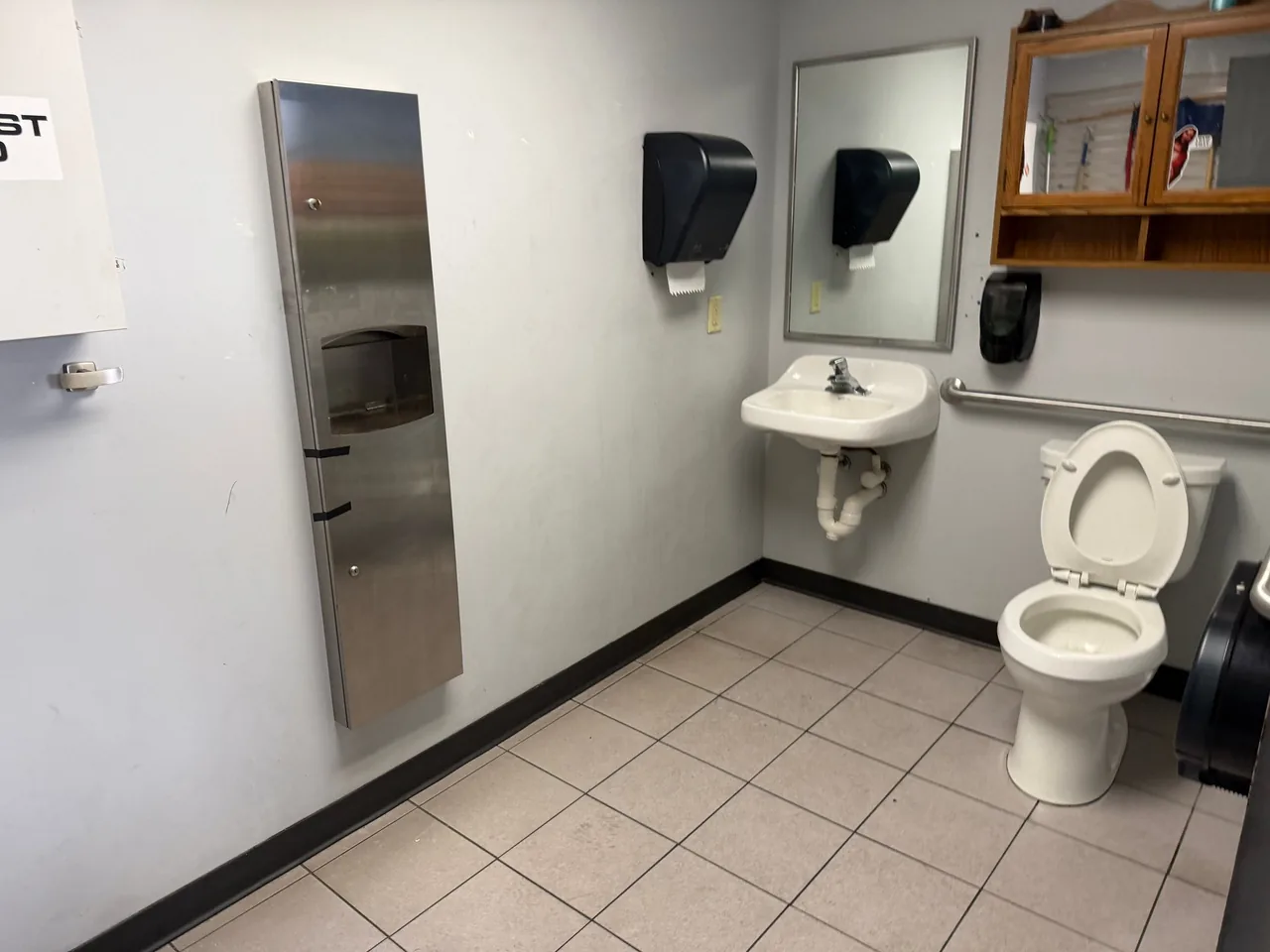 Recent Star Pro commercial clean: restroom fixtures detailed and tile floor scrubbed