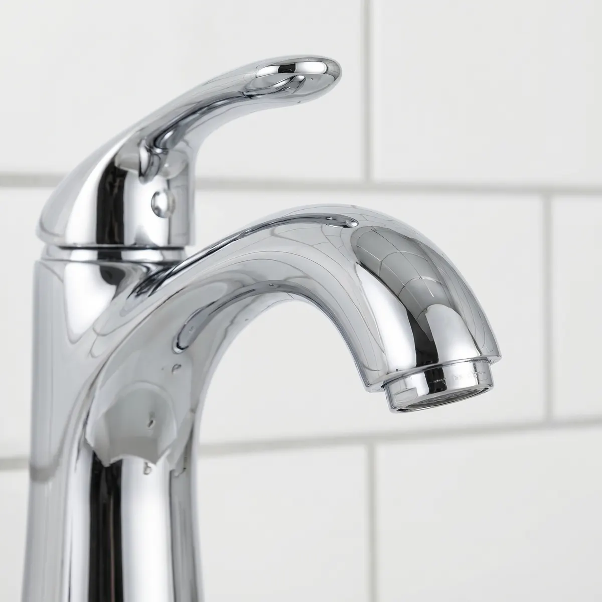 Polished chrome faucet after detail deep cleaning