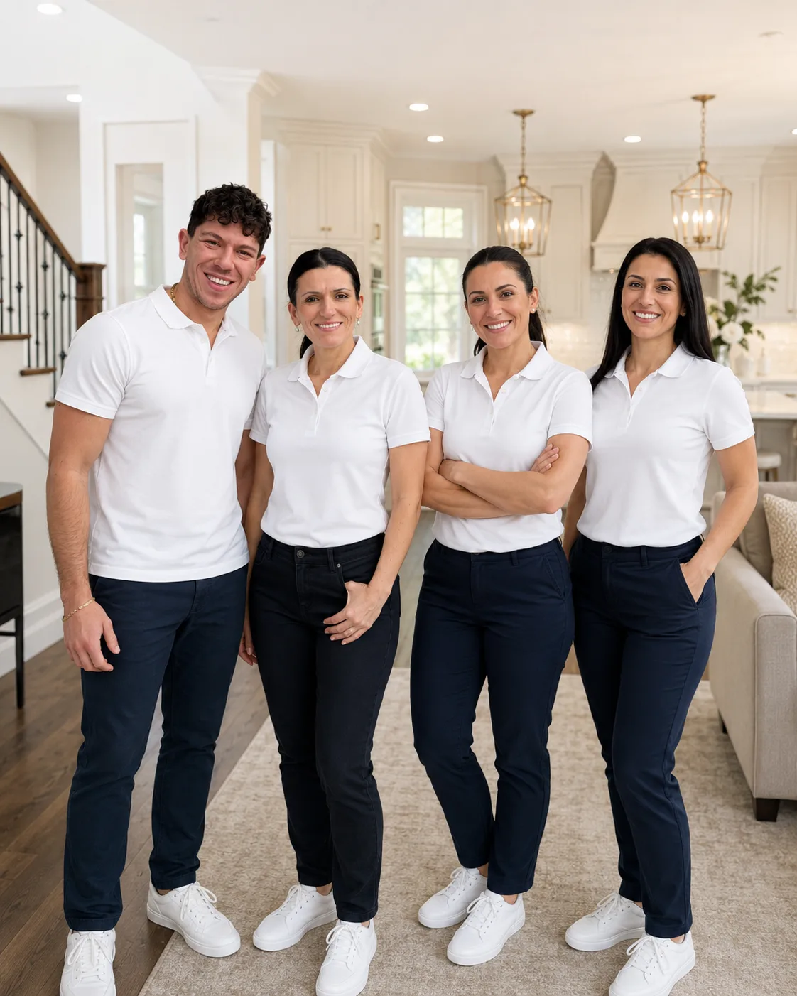 The Star Pro Cleaning Services family team — Ned, Nada, and family — in their white-and-navy uniforms