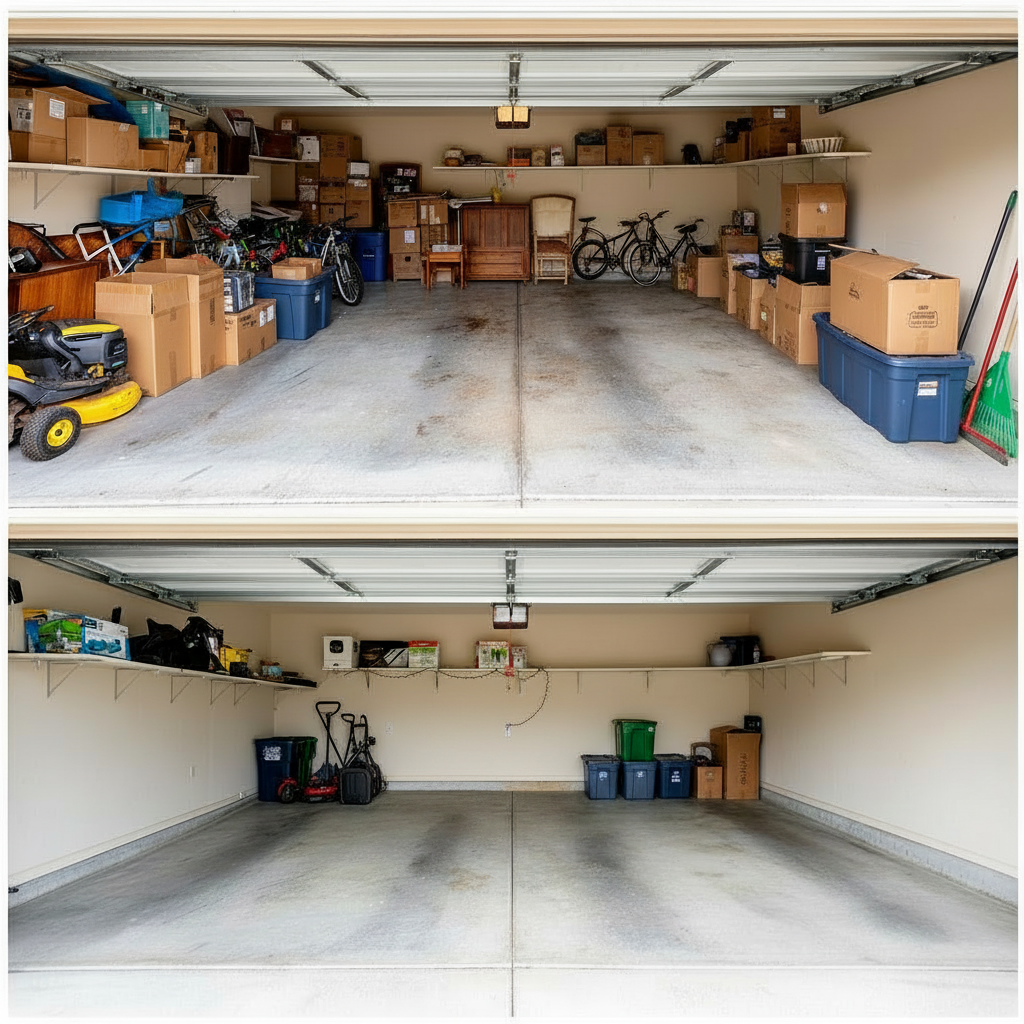 Garage transformation - cluttered to clean organized space
