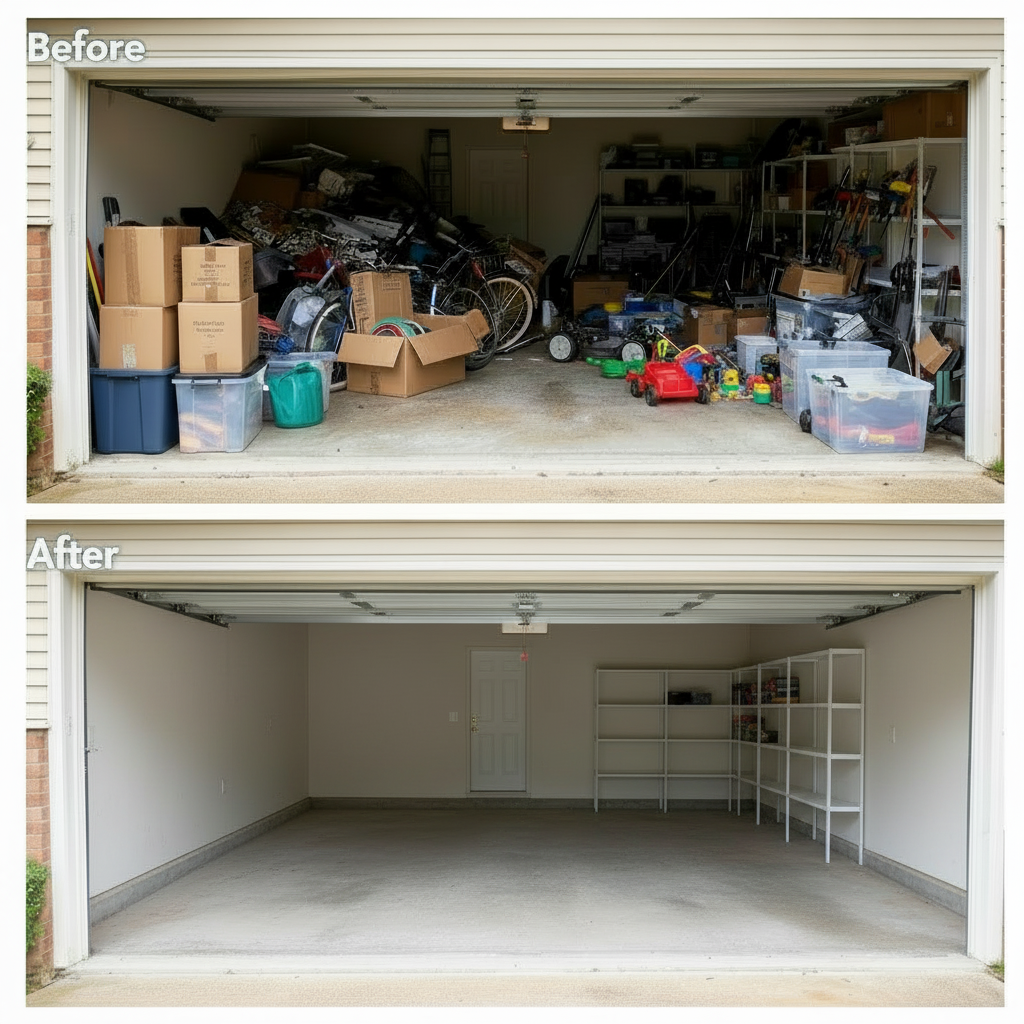 Garage transformation - family clutter to organized