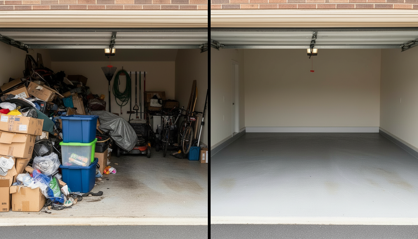 Garage transformation before and after